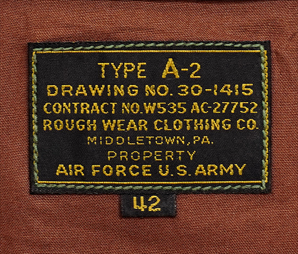 Good Wear Leather's Rough Wear 27752 Type A-2 Label