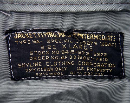 USAAF/USAF: Skyline Clothing Corp. Contract MA-1